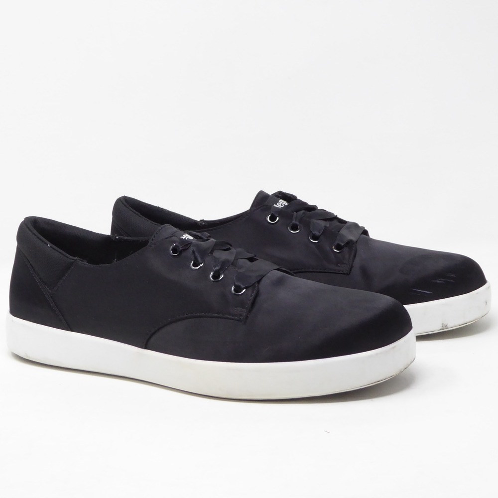 Alegria Black Satin Lace Up Poly Fashion Sneakers Women Sz 39 / 9 Slip Resistant